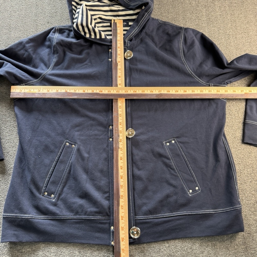 Jones New York Hoodie Navy Blue Nautical Hooded Womens Knit Jacket Size 1x #2030 - Picture 6 of 12